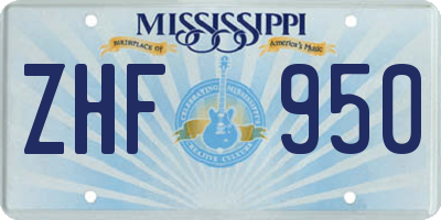 MS license plate ZHF950