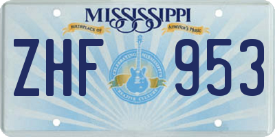 MS license plate ZHF953
