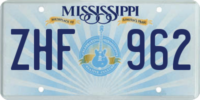 MS license plate ZHF962