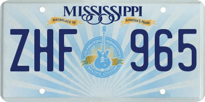 MS license plate ZHF965
