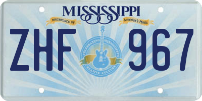 MS license plate ZHF967