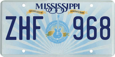 MS license plate ZHF968