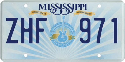 MS license plate ZHF971