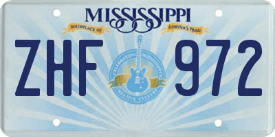 MS license plate ZHF972