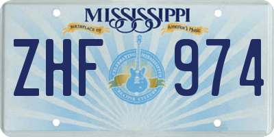 MS license plate ZHF974
