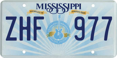 MS license plate ZHF977