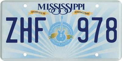 MS license plate ZHF978