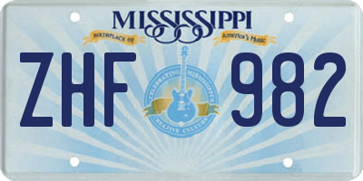 MS license plate ZHF982