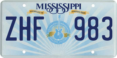 MS license plate ZHF983