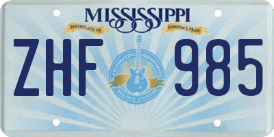 MS license plate ZHF985