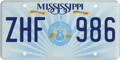 MS license plate ZHF986