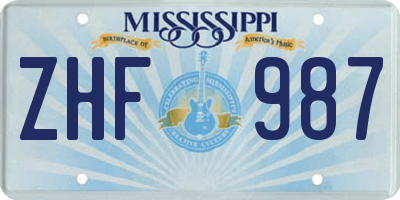 MS license plate ZHF987