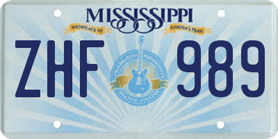 MS license plate ZHF989