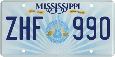 MS license plate ZHF990