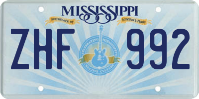 MS license plate ZHF992
