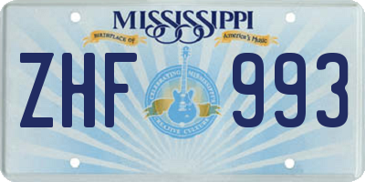 MS license plate ZHF993