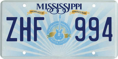 MS license plate ZHF994
