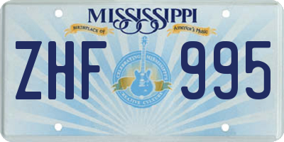 MS license plate ZHF995