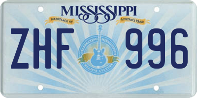 MS license plate ZHF996