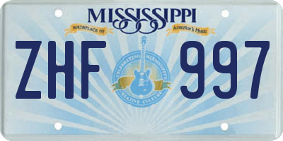 MS license plate ZHF997