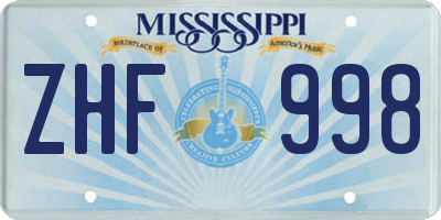 MS license plate ZHF998