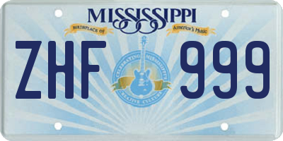 MS license plate ZHF999
