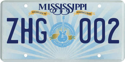 MS license plate ZHG002