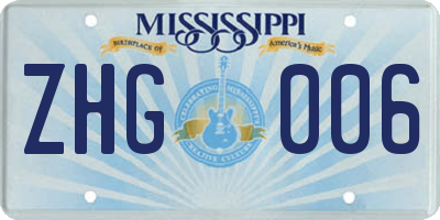 MS license plate ZHG006