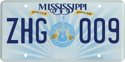 MS license plate ZHG009