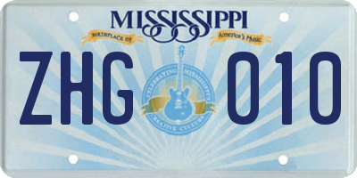 MS license plate ZHG010