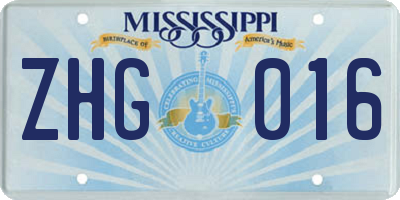 MS license plate ZHG016
