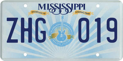 MS license plate ZHG019