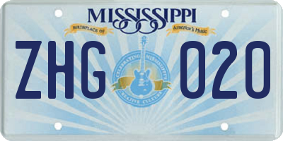 MS license plate ZHG020