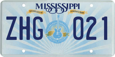 MS license plate ZHG021