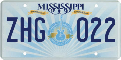 MS license plate ZHG022