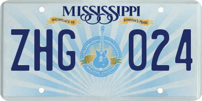 MS license plate ZHG024