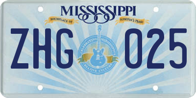 MS license plate ZHG025