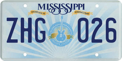 MS license plate ZHG026