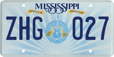 MS license plate ZHG027