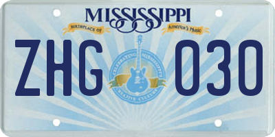 MS license plate ZHG030