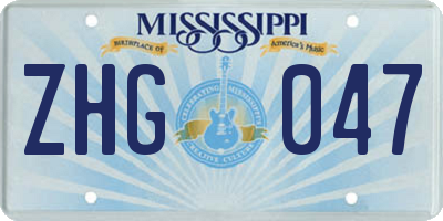 MS license plate ZHG047