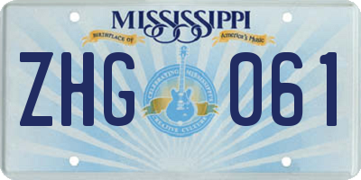 MS license plate ZHG061