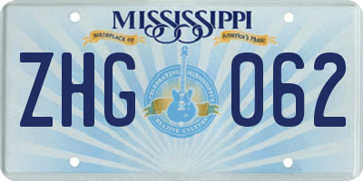 MS license plate ZHG062