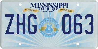 MS license plate ZHG063
