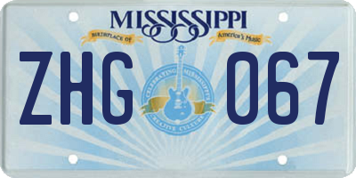 MS license plate ZHG067