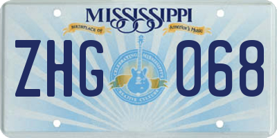 MS license plate ZHG068