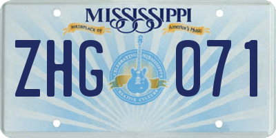 MS license plate ZHG071