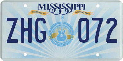 MS license plate ZHG072