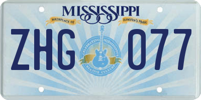 MS license plate ZHG077