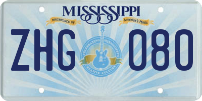 MS license plate ZHG080